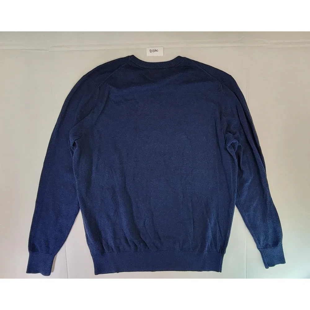 George Crew Neck Long Sleeve Sweater Mens Medium Blue Cotton Blend Casual‎